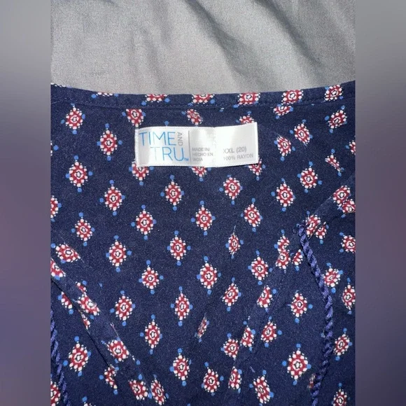 Boho Navy Patterned Long Sleeve Dress - Picture 5 of 5